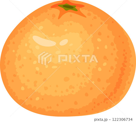 Ripe mandarin orange featuring textured skin and a small green leaf, isolated against a white background, embodying freshness and promoting healthy eating habits 122306734