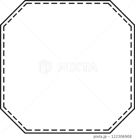 Octagonal frame with dotted line resembling a sewing stitch, ideal for scrapbooking, crafts, and decorative projects, providing a unique and handmade touch Octagonal frame with dotted line resembling a sewing stitch, ideal for scrapbooking, crafts, and decorative projects, providing a unique and handmade touch 122306908