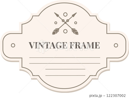 Classic vintage frame design featuring crossed arrows and decorative elements. Ideal for invitations, labels, or branding. The neutral color palette enhances its timeless appeal 122307002