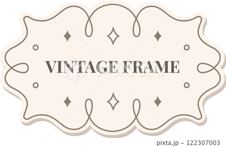 Vintage frame featuring swirls, stars, and circles on a light brown background, ideal for wedding invitations, greeting cards, labels, and various decorative uses 122307003