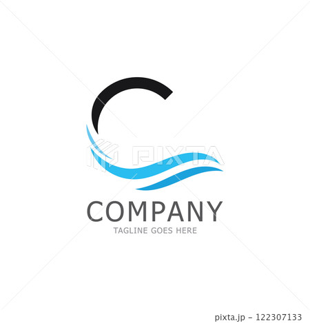 water wave letter c logo vector icon 122307133