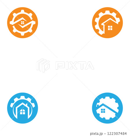 home service logo design vector illustration home gear logo template home service logo design vector illustration home gear logo template 122307484