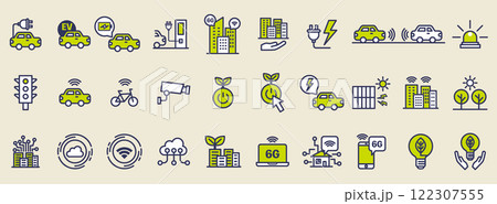 スマートシティアイコンセット スマートシティアイコンセット 122307555