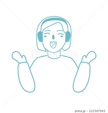 woman in wireless headphones listening music 122307843