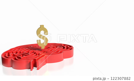 The Gold Dollar Symbol and maze for Business concept 3d Rendering. 122307882