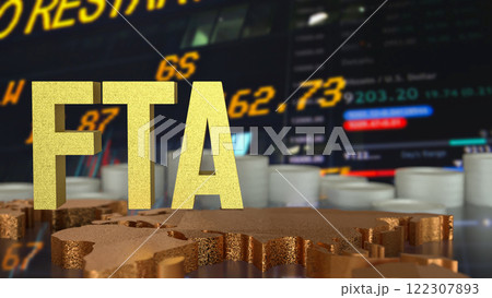 The FTA or Free Trade Area for Business concept 3d Rendering. 122307893