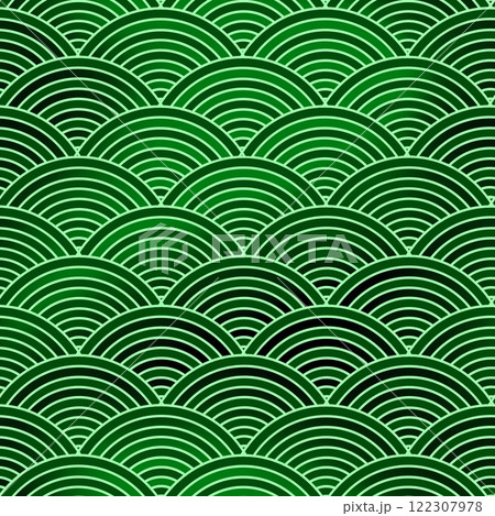 Seamless background with an abstract green wave and a pattern of lines. 122307978