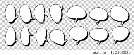 Set of oval speech bubbles with border and shadow 122308029