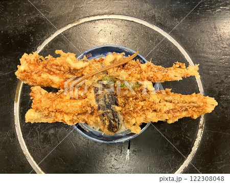 大穴子の天丼　丼からはみ出す大きな穴子天ぷらの天丼 122308048