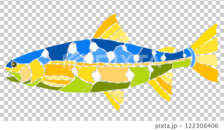 可愛的彩色玻璃繪畫風格剪紙插圖 122308406