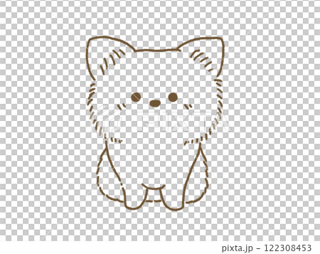 正面を向いてお座りをするチワワのイラスト 線画 正面を向いてお座りをするチワワのイラスト 線画 122308453