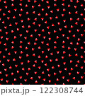 Seamless pattern of red watercolor hearts on black background. Digital artwork for Valentines Day celebration. Romantic design for wallpaper, textile, wrapping paper, and greeting cards 122308744