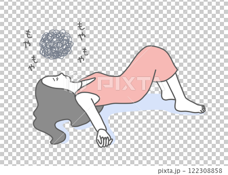 Illustration material of a woman sleeping on her back and worried 122308858