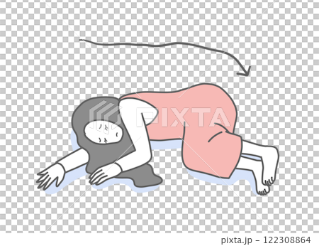 一個沮喪的女人躺著的插畫素材 122308864