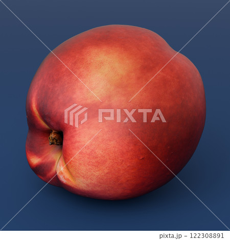 Fresh Yellow Nectarine on Blue Background Organic Fruit 3D illustration 122308891