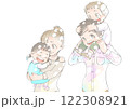 暖かな日に散歩する若い家族 暖かな日に散歩する若い家族 122308921