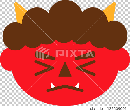 紅色惡魔的向量圖圖標，表情簡單可愛 122309091