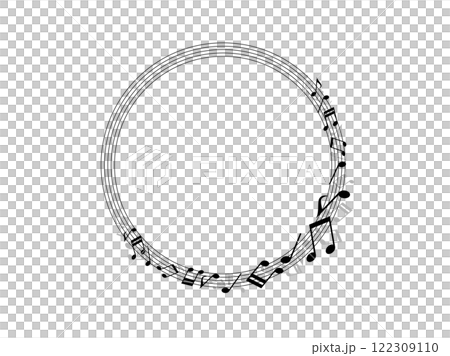 音符を散りばめたメロディーのクラシカルなサークルフレーム 122309110