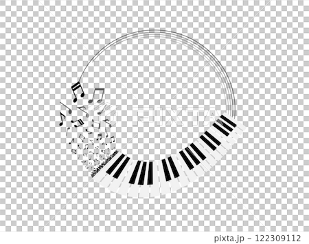 Circle frame of keyboard instruments and musical notes melody Circle frame of keyboard instruments and musical notes melody 122309112