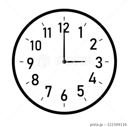 シンプルな時計のイラスト(3時)のイラスト素材 [122309116] - PIXTA