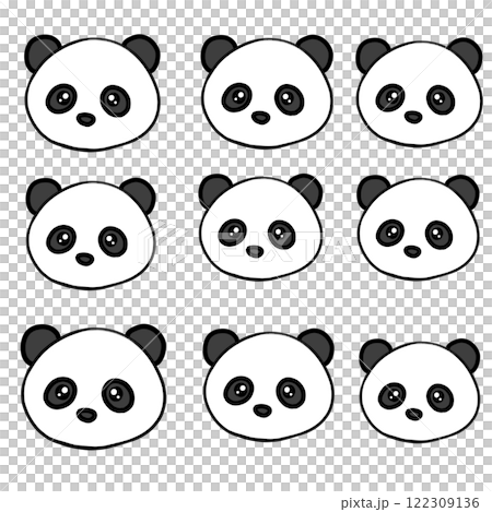 Face only Panda pattern set Simple Animal 122309136