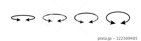 Oval circle double arrow icons set. Ellipse orbit line arrow symbol. Oval circumference sign. Vector illustration isolated on white background 122309485