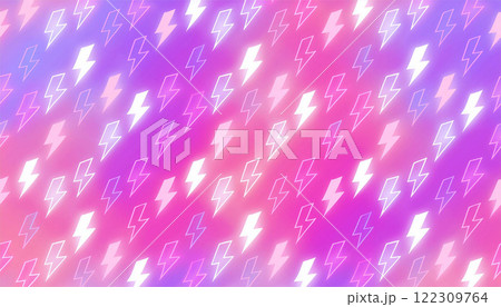 発光するネオンのイナズママーク、グラデーション背景 122309764