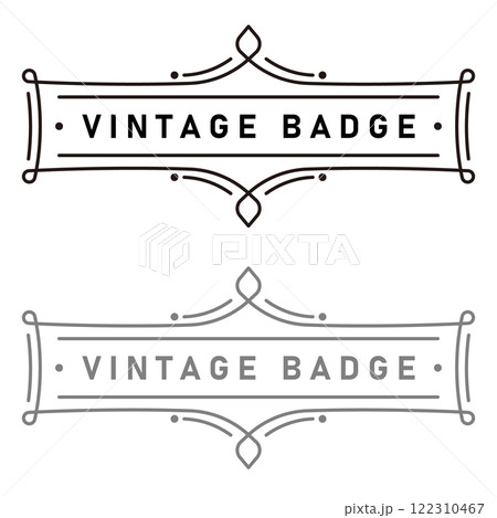 ヴィンテージ感のあるお洒落なフレーム。レトロなフレーム。タイトルや見出しに使える飾り枠。 122310467