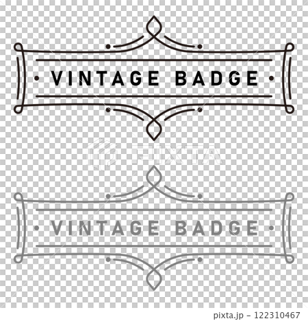 ヴィンテージ感のあるお洒落なフレーム。レトロなフレーム。タイトルや見出しに使える飾り枠。 122310467