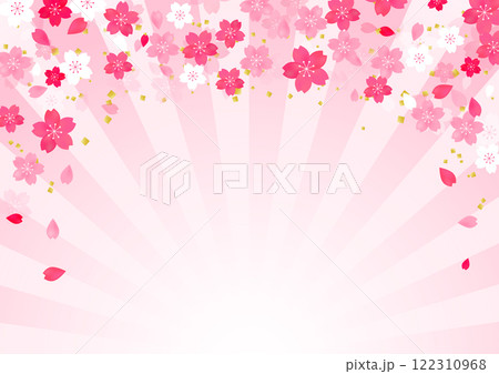 桜が花舞う放射状の春の和柄和風背景1 122310968