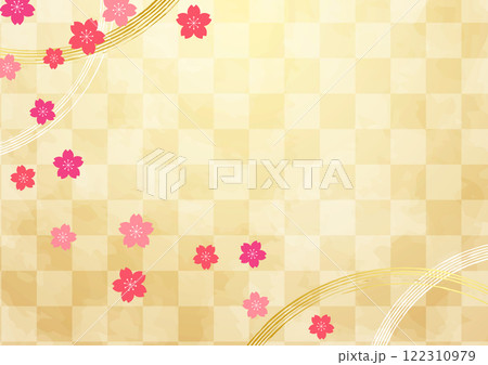 和紙に桜の花が咲く春の和柄背景素材1 和紙に桜の花が咲く春の和柄背景素材1 122310979