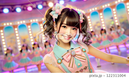ツインテールの女性アイドル_横 122311004