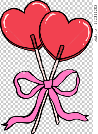 Coquette two Heart Shape Lollipops with bow Valentine Hand Drawn Coquette two Heart Shape Lollipops with bow Valentine Hand Drawn 122311202