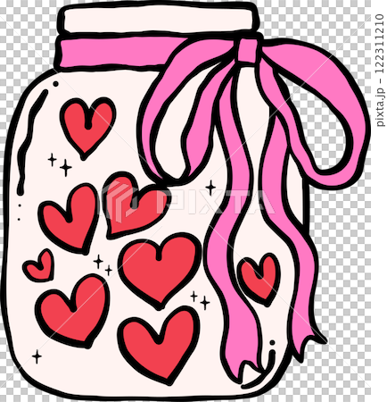 Vintage Love Jar with Hearts Doodle Hand Drawn 122311210