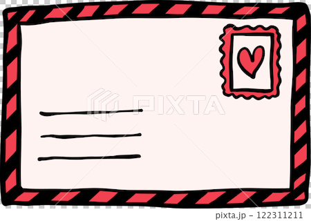 Retro Postcard Illustration with Heart Stamp Hand Drawn 122311211