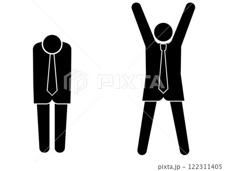喜ぶ人と悲しむ人のビジネス向けピクトグラム 喜ぶ人と悲しむ人のビジネス向けピクトグラム 122311405