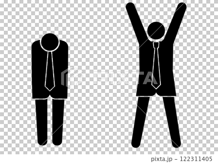 喜ぶ人と悲しむ人のビジネス向けピクトグラム 喜ぶ人と悲しむ人のビジネス向けピクトグラム 122311405