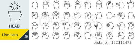 様々な人の頭に関する線画アイコンセット 様々な人の頭に関する線画アイコンセット 122311472