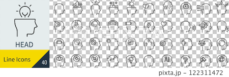 關於不同人的頭部的線條畫圖標集 關於不同人的頭部的線條畫圖標集 122311472
