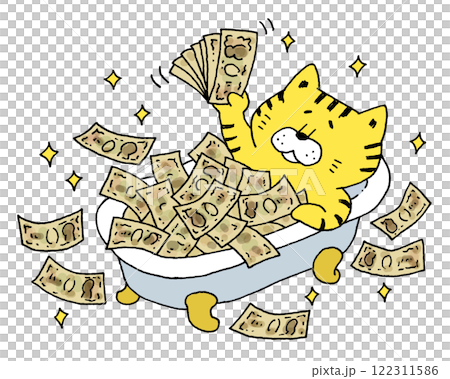 一隻正在洗澡的虎斑貓 一隻正在洗澡的虎斑貓 122311586