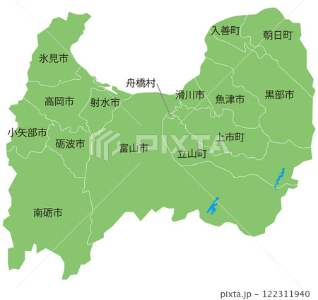 分割できる富山県地図　市町村名あり 122311940