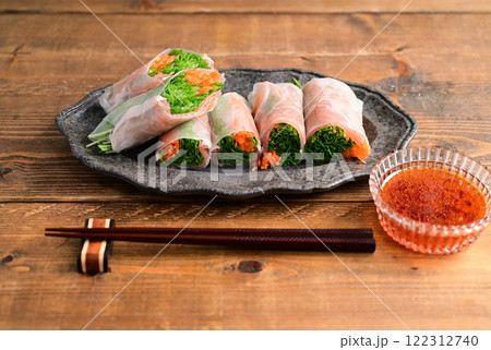 水菜と生ハムの生春巻き 水菜と生ハムの生春巻き 122312740