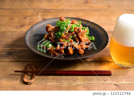 鶏皮のから揚げ甘酢あん 鶏皮のから揚げ甘酢あん 122312748