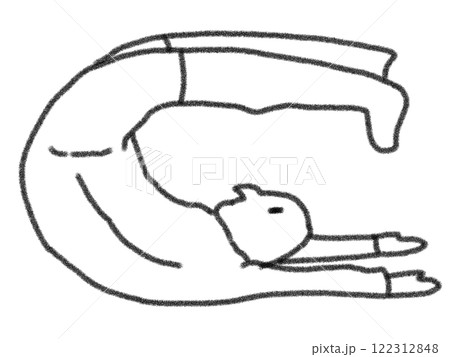 鉛筆画風のヨガポーズのイラスト 122312848