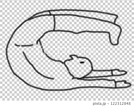 鉛筆画風のヨガポーズのイラスト 122312848