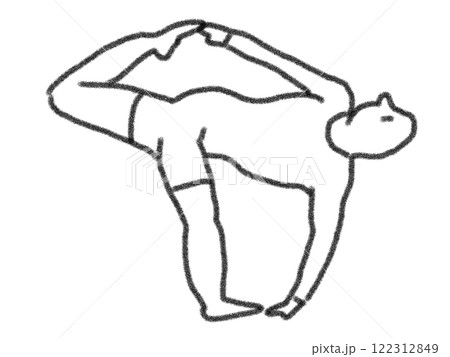 鉛筆画風のヨガポーズのイラスト 122312849