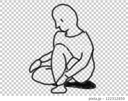 Illustration of yoga poses in pencil style 122312850