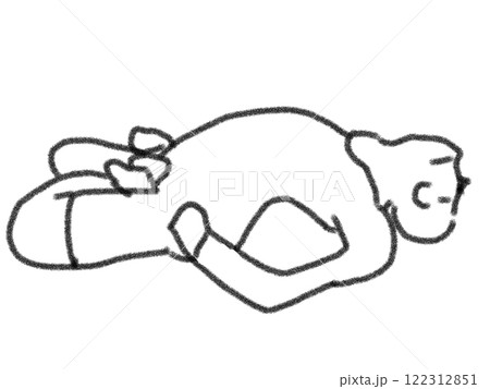 鉛筆画風のヨガポーズのイラスト 122312851