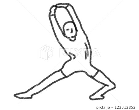 鉛筆画風のヨガポーズのイラスト 122312852