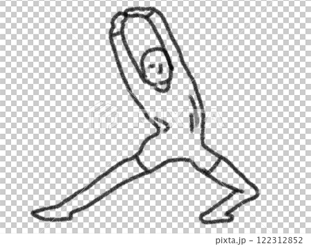 鉛筆画風のヨガポーズのイラスト 122312852